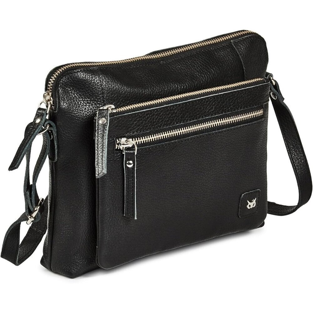 🆕Women Black Nappa Leather Crossbody Handbag Sling Shoulder Bag – Soft Pebbled